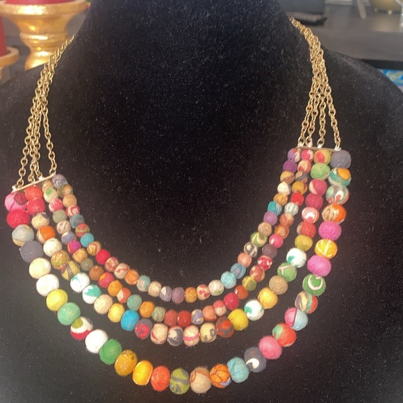 ♦️World Finds kantha 4-tier necklace.♦️♦️♦️♦️♦️ - Picture 1 of 9